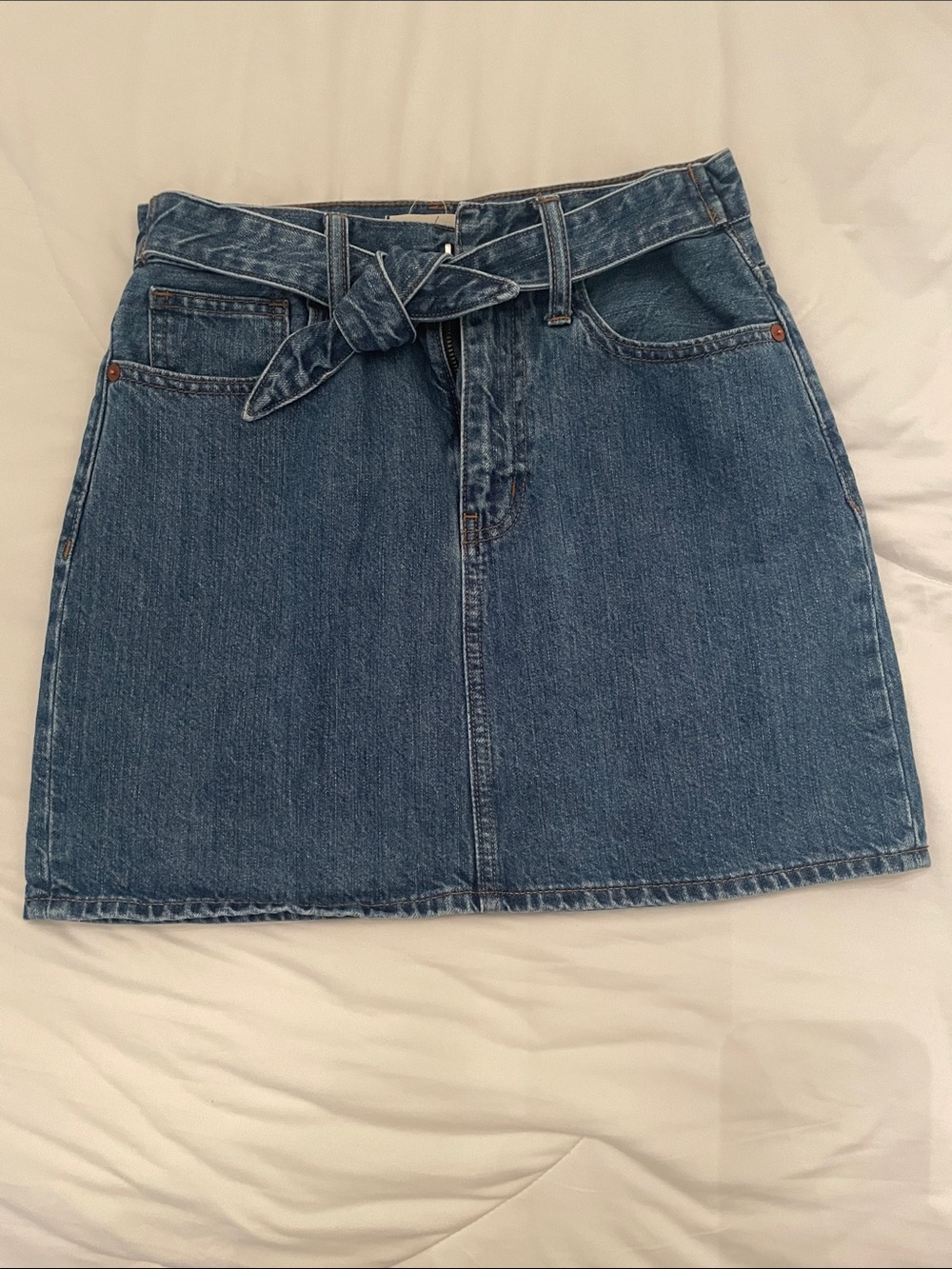 Madewell Blue Denim Tie-Waist Mini Skirt